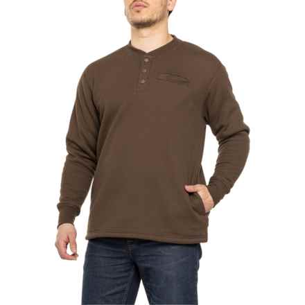 Smith's Workwear Bonded Snap Henley Shirt - Sherpa Lined, Long Sleeve (For Men) in Bark Brown