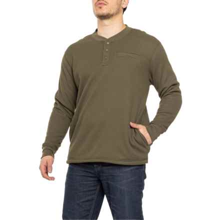 Smith's Workwear Bonded Snap Henley Shirt - Sherpa Lined, Long Sleeve in Olive