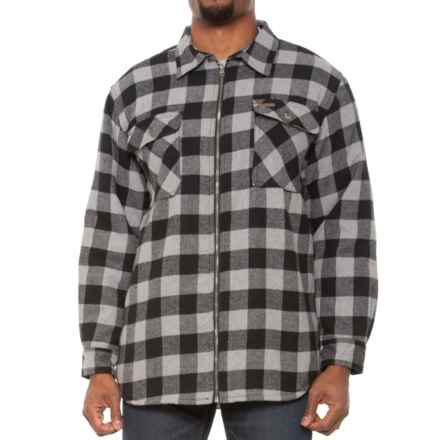 Smith's Workwear Flannel Shirt Jacket - Sherpa Lined in Stone/Black