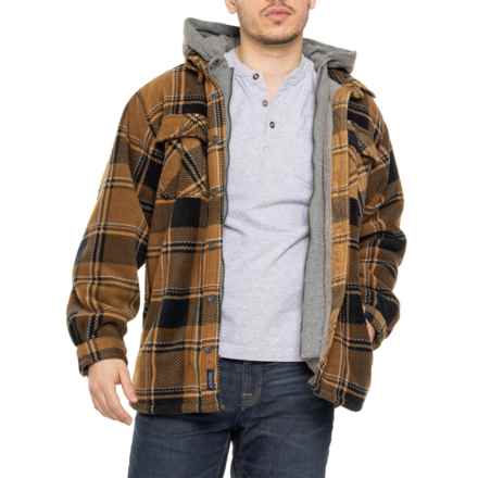 Smith's Workwear Hooded Microfleece Shirt Jacket - Sherpa Lined in Cam