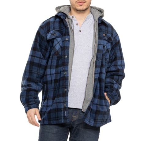 Smith's Workwear Hooded Microfleece Shirt Jacket - Sherpa Lined in Navy