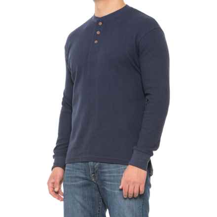 Smith's Workwear Mini Thermal Henley Shirt - Long Sleeve in Navy
