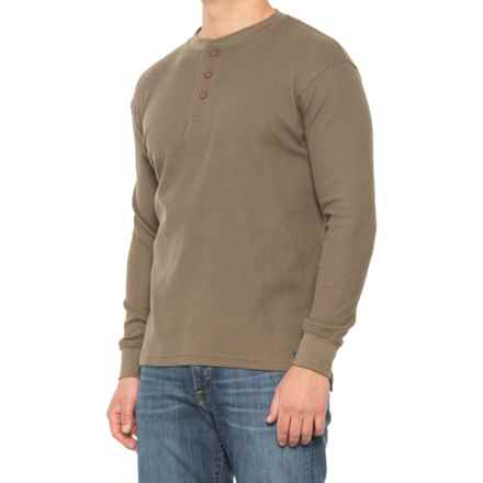 Smith's Workwear Mini Thermal Henley Shirt - Long Sleeve in Olive