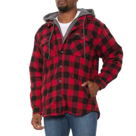 Smith's Workwear Plaid Sherpa-Lined Shirt Jacket in Red/Black