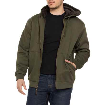 Smith's Workwear Sherpa Fleece Lined Hoodie - Full Zip in Black/Olive