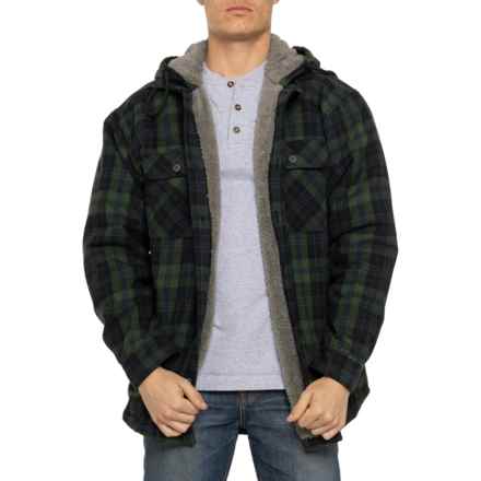 Smith's Workwear Sherpa-Lined Flannel Hooded Shirt Jacket in Blackwatch