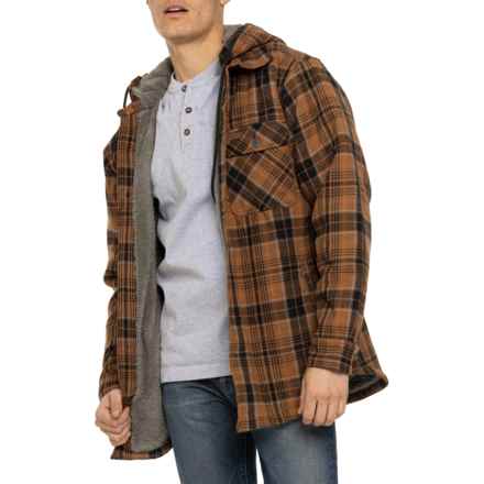 Smith's Workwear Sherpa-Lined Flannel Hooded Shirt Jacket in Cam/Black