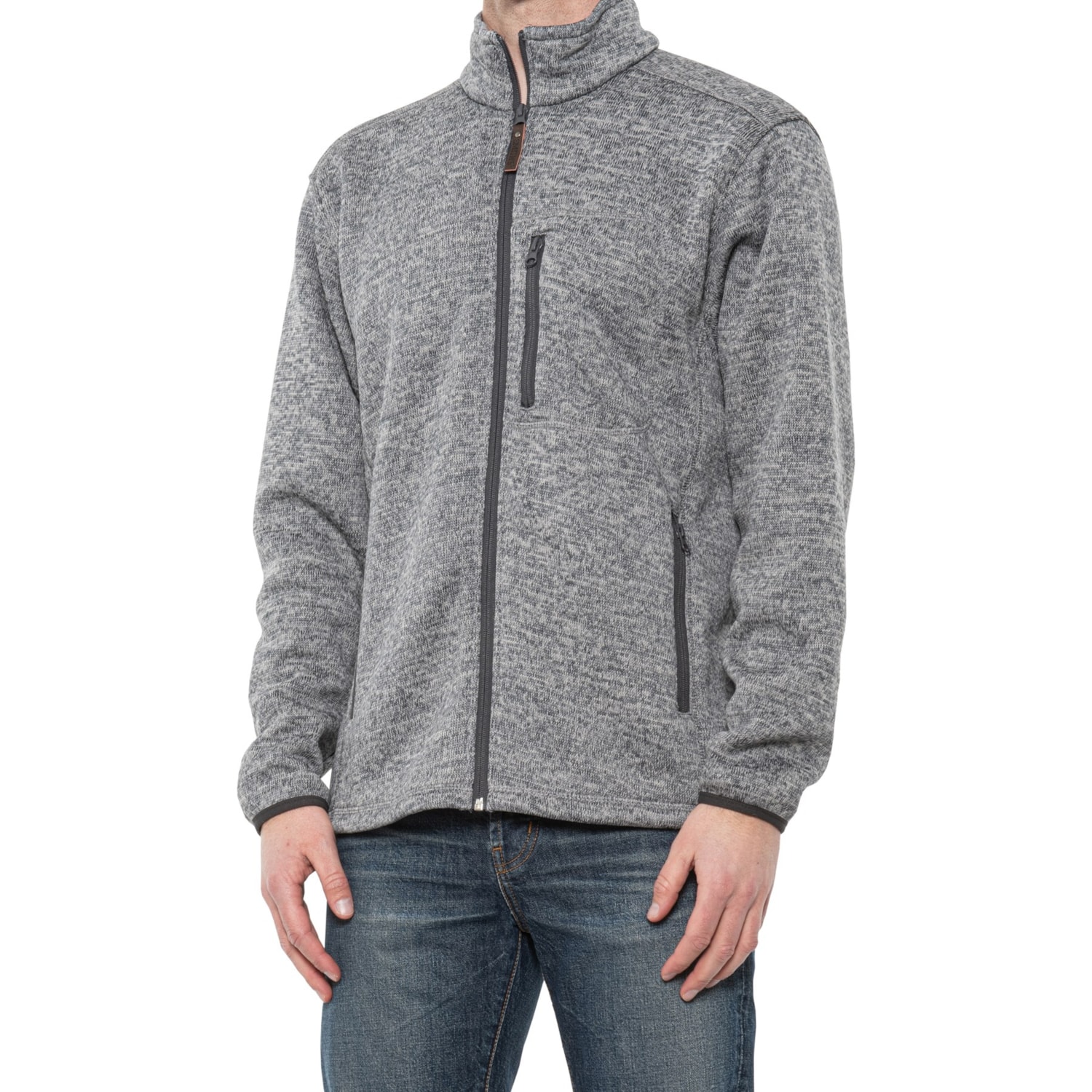 Smith's Workwear Men's Sherpa Lined Sweater Fleece Jacket, Grey, 2XL
