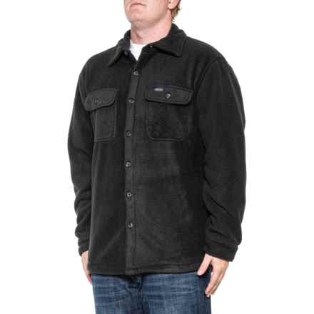 Smith's Workwear Solid Microfleece Shirt Jacket - Sherpa Lined in Black