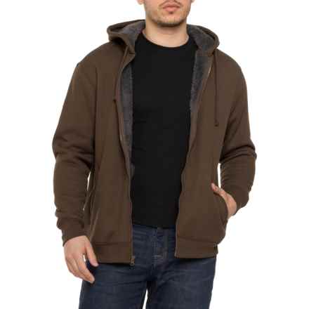 Smith's Workwear Thermal Full-Zip Hooded Jacket - Sherpa Lined in Bark Brn