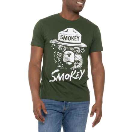 SMOKEY THE BEAR Logo Print T-Shirt - Short Sleeve in Olive