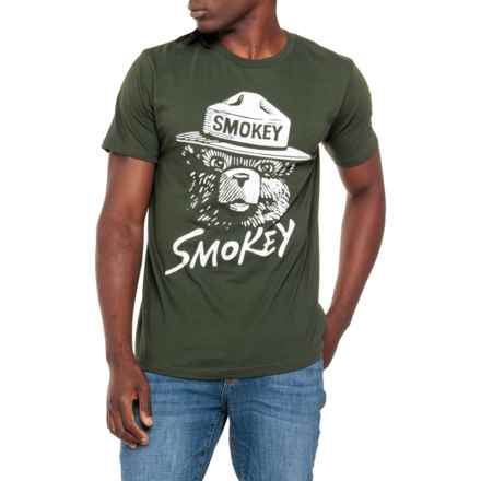 SMOKEY THE BEAR Print Graphic T-Shirt - Short Sleeve in Olive