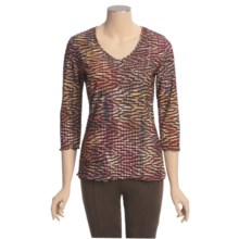 Sno Skins Twisted Print V-Neck Shirt - 3/4 Sleeve (For Women) in Pumpkin Spice - Closeouts