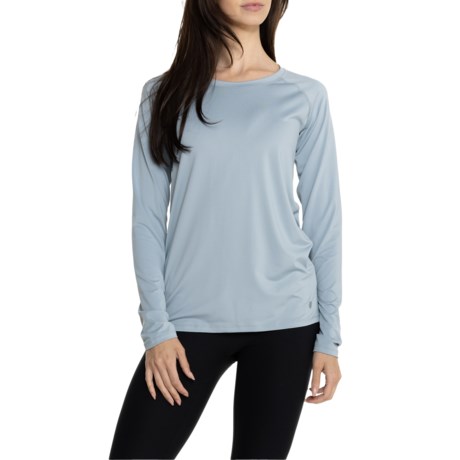 Snow Angel CyberSilk Scoop Neck Base Layer Top - UPF 40+, Long Sleeve in Ashley Blue Heather