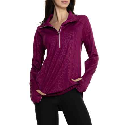 Snow Angel Embossed Chami Base Layer Top - Zip Neck, Long Sleeve in Emboss Magenta