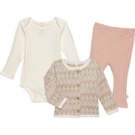 SNUG Infant Girls Cardigan Jacket, Pants and Baby Bodysuit -  3-Piece,  Long Sleeve in Multi