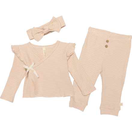 SNUG Infant Girls Cardigan Sweater, Pants and Headband Set in Multi