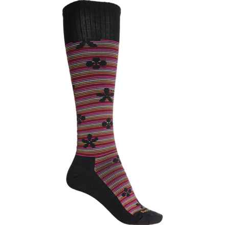 Sockwell Featherweight Floral Compression Socks - Merino Wool, Over the Calf (For Women) in Black