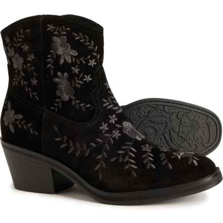 Sofft Sophie Embroidered Western Boots - Suede, Snip Toe (For Women) in Black