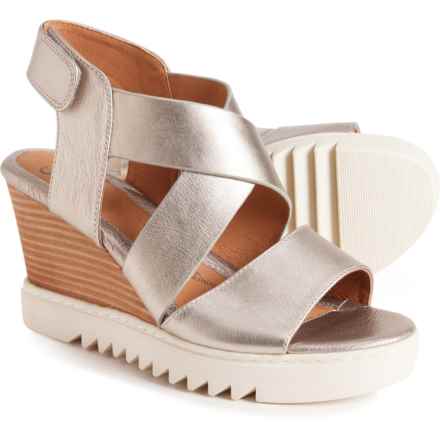 Sofft Uxley Wedge Sandals - Leather (For Women) in Grey Gold