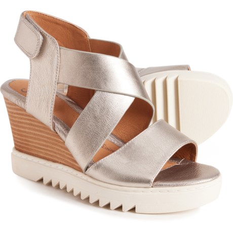 Sofft Uxley Wedge Sandals - Leather (For Women) in Grey Gold