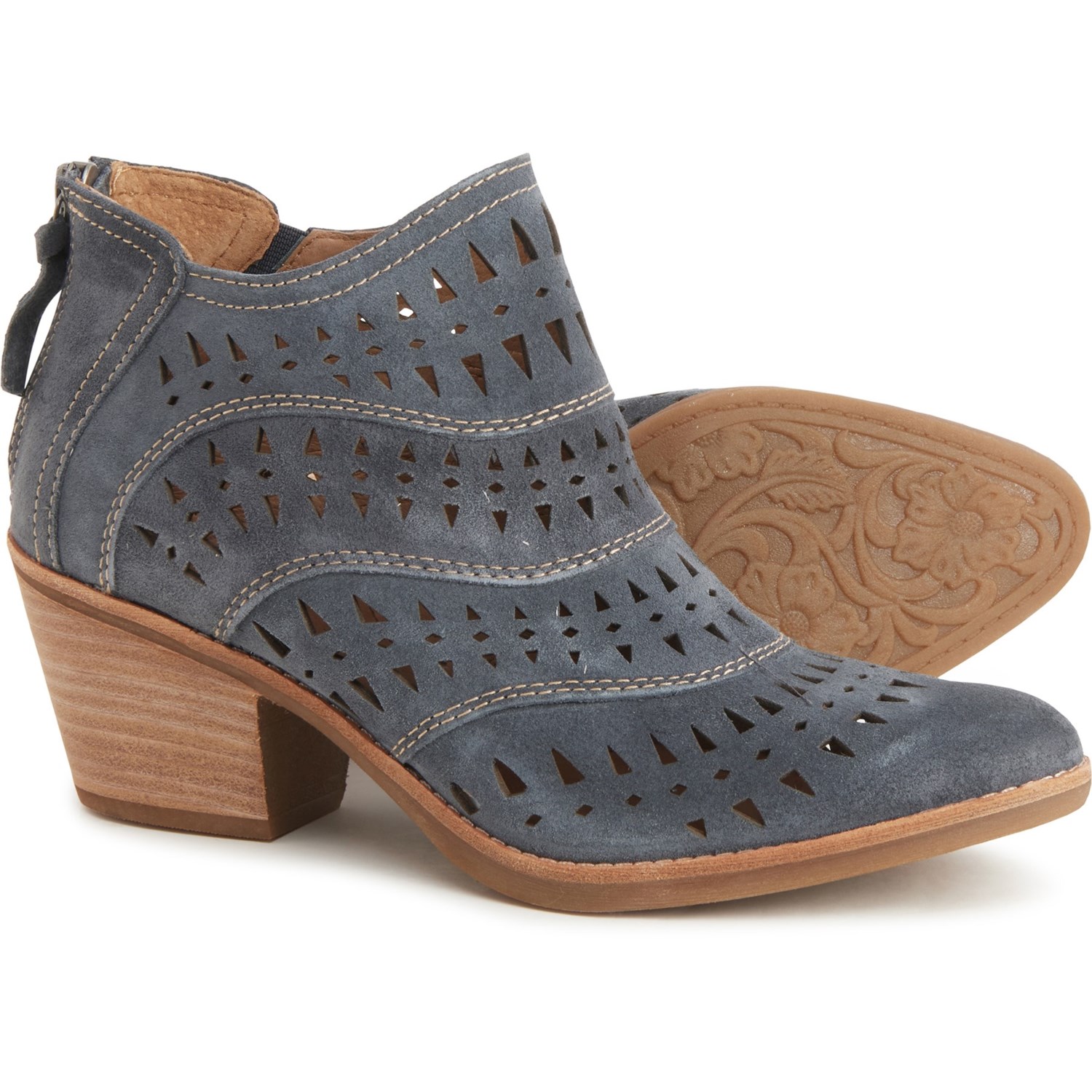 perforated suede booties