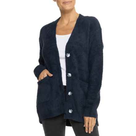 Softies Solid Marshmallow Button Cardigan Sweater - 28” in Midnight