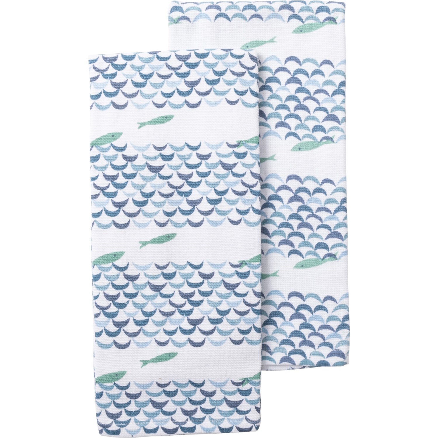 Soho Kitchen 100 Cotton Fish Kitchen Towels 2Pack, Blue Save 50