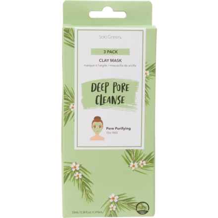 SOLO GREEN Tea Tree Deep Pore Cleanse Clay Facial Mask - 3-Pack in Multi