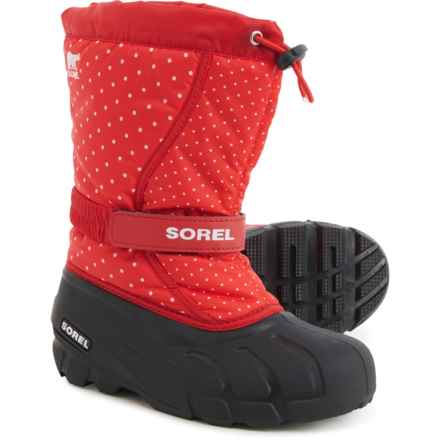 Sorel Big Boys and Girls Flurry Snow Boots - Waterproof, Insulated in Cherrybomb