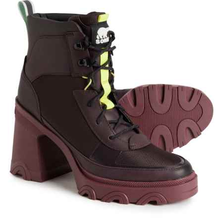 Sorel Brex Lace Heeled Boots - Waterproof, Leather (For Women) in New Cinder, Sea Sprite