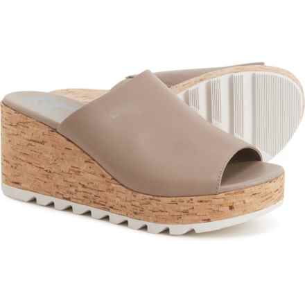 Sorel Cameron Wedge Mule Sandals - Leather (For Women) in Omega Taupe, Sea Salt