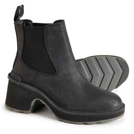 Sorel Hi-Line Heel Chelsea Boots - Waterproof, Leather (For Women) in Black, Sea Salt