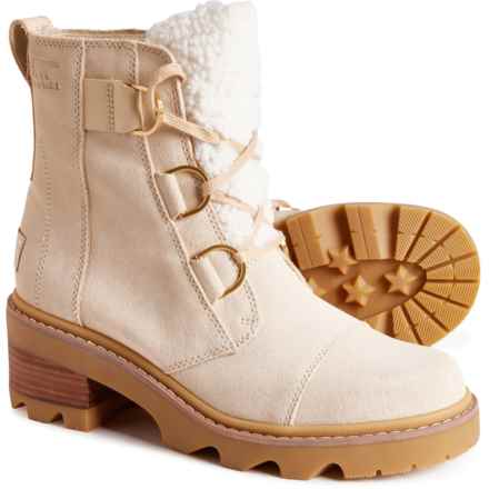 Sorel Joan Now Lace Cozy Boots - Waterproof, Suede (For Women) in Bleached Ceramic, Gum 16