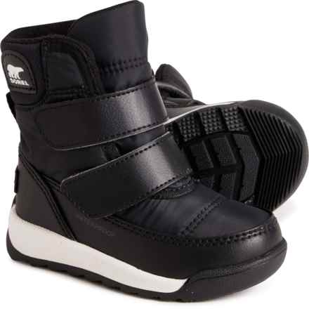 Sorel Little Girls Whitney II Strap Snow Boots - Waterproof, Insulated in Black, Sea Salt