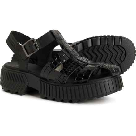 Sorel Ona Streetworks Fisherman Mid Sandals - Leather (For Women) in Black, Sea Salt