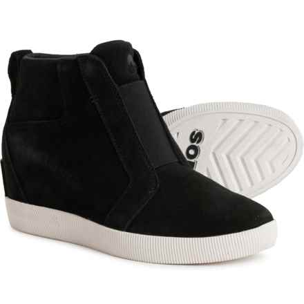 Sorel Out N About Wedge Boots - Waterproof, Suede (For Women) in Black/ Sea Salt