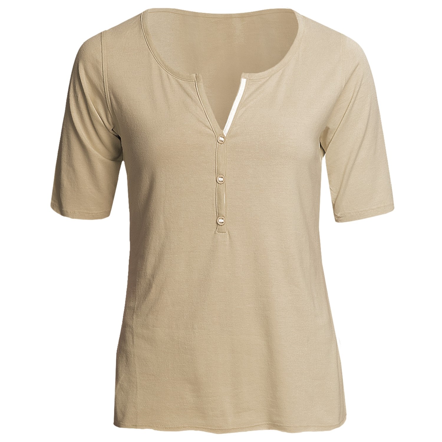SoyBu Henley T Shirt   Rayon Organic Cotton, Short Sleeve (For Women 
