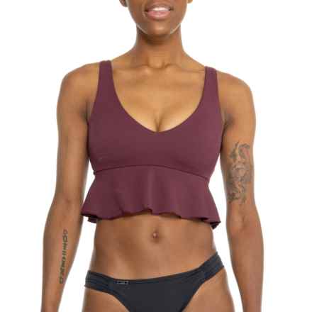 Pique Longline Flounce Swim Top in Mulberry