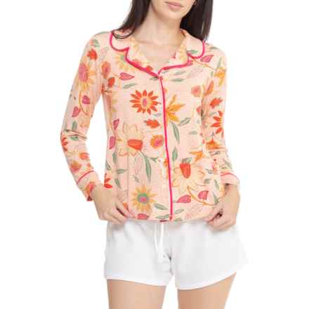 Spartina 449 Botanic Garden Pajama Top - Long Sleeve in Boho Floral Peach