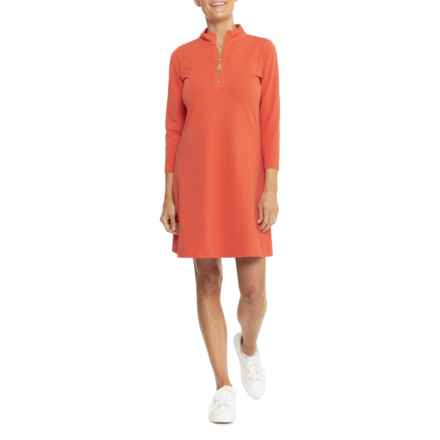 Spartina 449 Nora Dress - Zip Neck, Long Sleeve in Chili