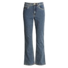 Specially made 5 POCKET FLAT FRONT COTTON WASHED DENIM JEANS (For Women) in Stone Wash - Closeouts