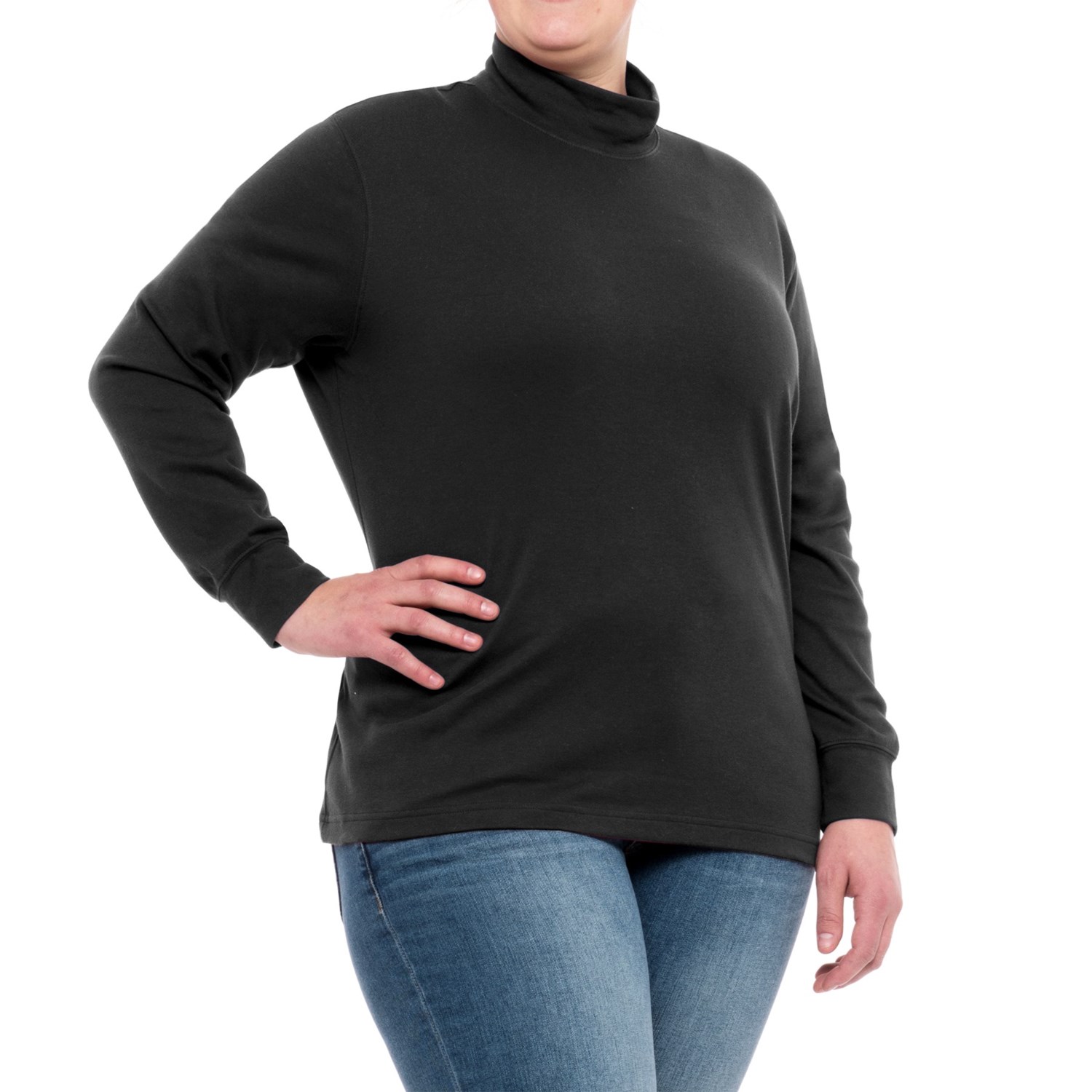 Specially made Cotton Mock Neck Shirt – Long Sleeve (For Plus Size Women)