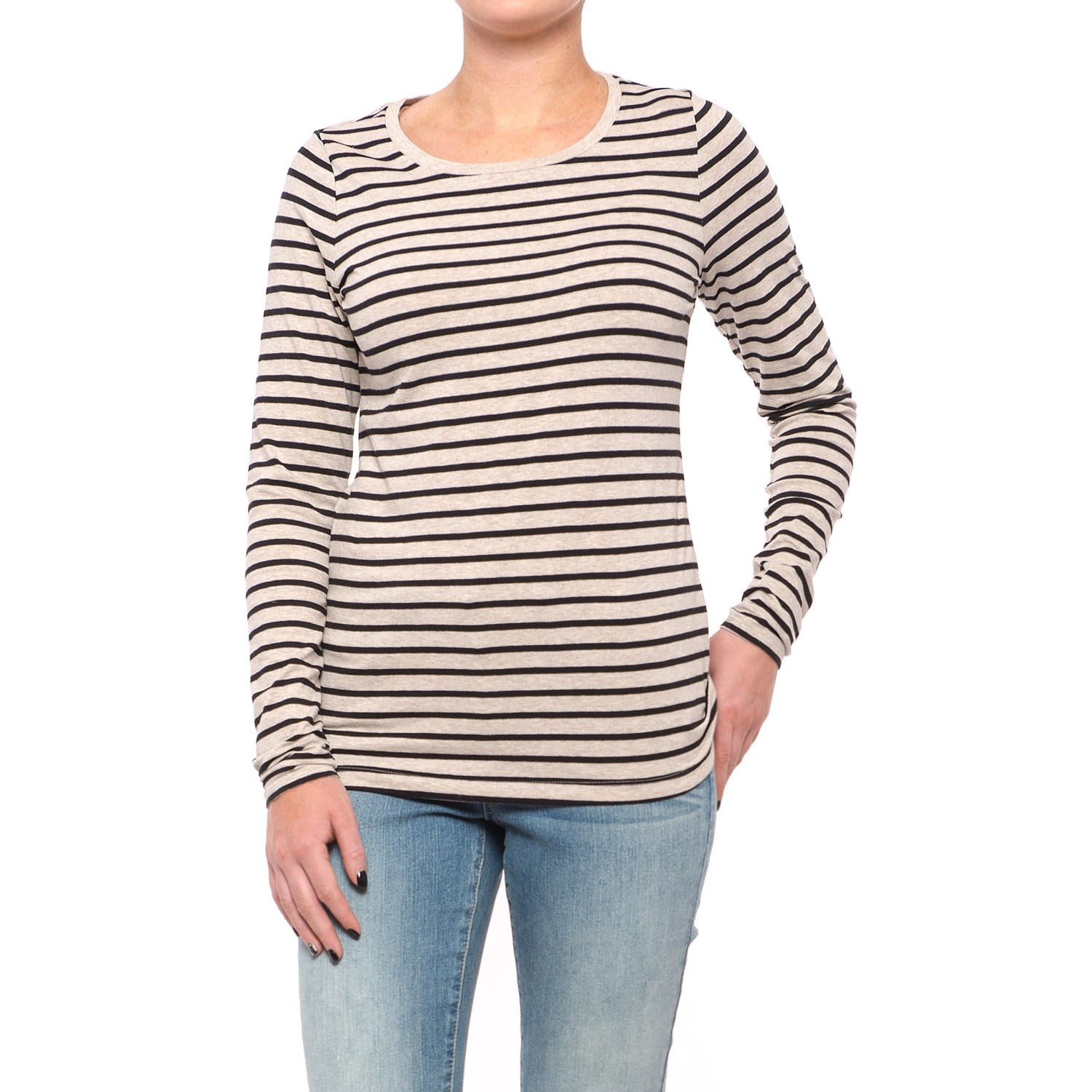 Specially made Stretch Cotton Striped Knit Tunic Shirt (For Women