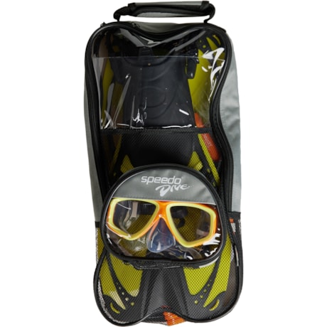 Speedo Adventure Maske & Schnorchel Set – Schwarz, Spritzwassergeschützt, Silikon-Dichtung, Erwachsenengröße