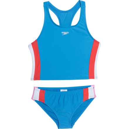 Speedo Big Girls Color-Block Tankini Set - UPF 50+ in Super Sonic