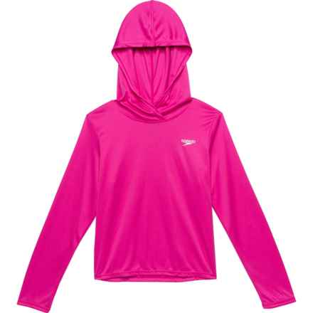 Speedo Big Girls Hooded Rash Guard - UPF 50+, Long Sleeve in Purple