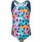 Speedo Big Girls Printed Sport Splice 331 One-Piece Swimsuit - UPF 50+ in Aqua Splash
