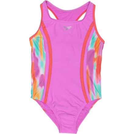 Speedo Big Girls Racerback One-Piece Swimsuit - UPF 50+ in Neon Violet