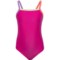 Speedo Big Girls Solid Propel Back One-Piece Swimsuit - UPF 50+ in Rose Violet